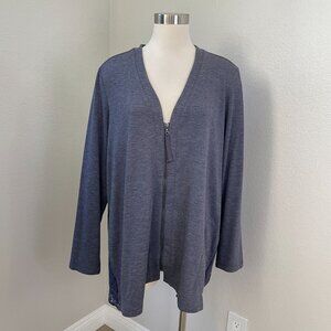 Logo Lounge Womens XL Zip Up Cardigan With Back Lace Panels Long Sleeve V Neck